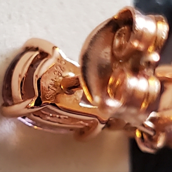 ROSE GOLD OVER 925 STERLING SILVER MAUVE MORGANITE Pink Drop PIERCED Earrings - Picture 8 of 8